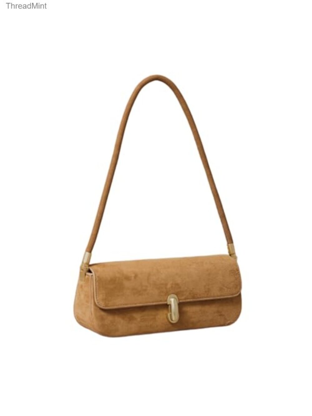 Suede Shoulder Bag Lock Buckle Satchel Polyurethane Casual